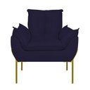 Ver imagem 4 de Poltrona Sofá Luxo Base Metal Dourada Recepção Escritório Cor:azul Marinho