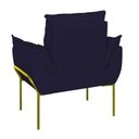 Ver imagem 5 de Poltrona Sofá Luxo Base Metal Dourada Recepção Escritório Cor:azul Marinho