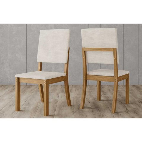 Kit 2 Cadeiras Sala Jantar Milla 2 Un Nature/linho Bege - Henn