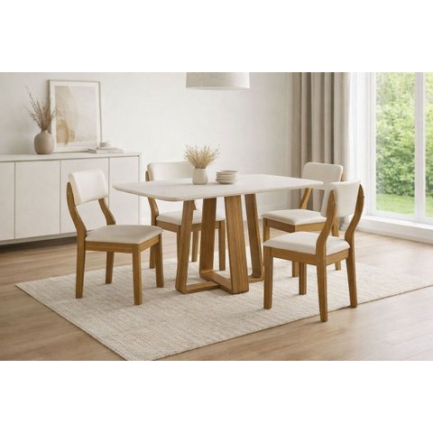 Sala de Jantar 4 Cadeiras 1,20 X80 - Arizzona - Domus Móveis