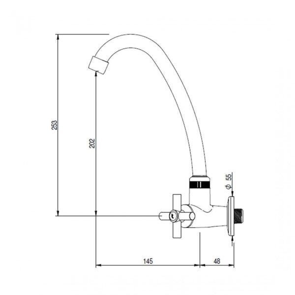 Torneira de Parede para Cozinha 1156P37 1/4 de Volta Japi - 2