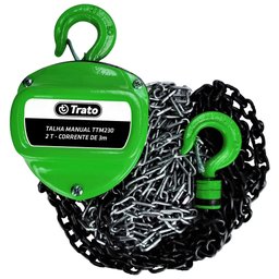 Talha Manual 2 Toneladas 2000 Kg com Corrente 3 Metros Trato - 2