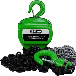 Talha Manual 2 Toneladas 2000 Kg com Corrente 3 Metros Trato - 5