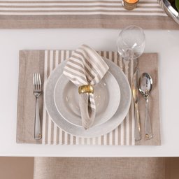 Jogo de Guardanapos 2 Peças Fio Tinto Stripes Taupe - 1