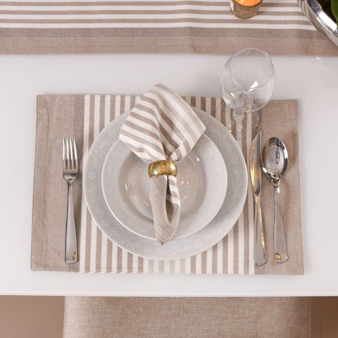 Jogo de Guardanapos 2 Peças Fio Tinto Stripes Taupe