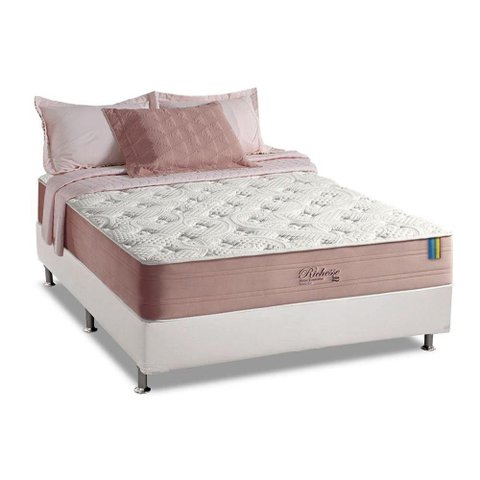 Cama Box Casal: Colchão Molas Ensacadas Anjos MasterPocket Richesse + Base CRC Courano White(138x188