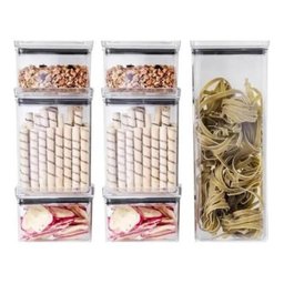 Kit 10 Potes Hermético Acrílico Tampa Quadrado Empalhável - 8 Kit 10 Potes Hermético Acrílico Tampa Quadrado Empalhável - 8