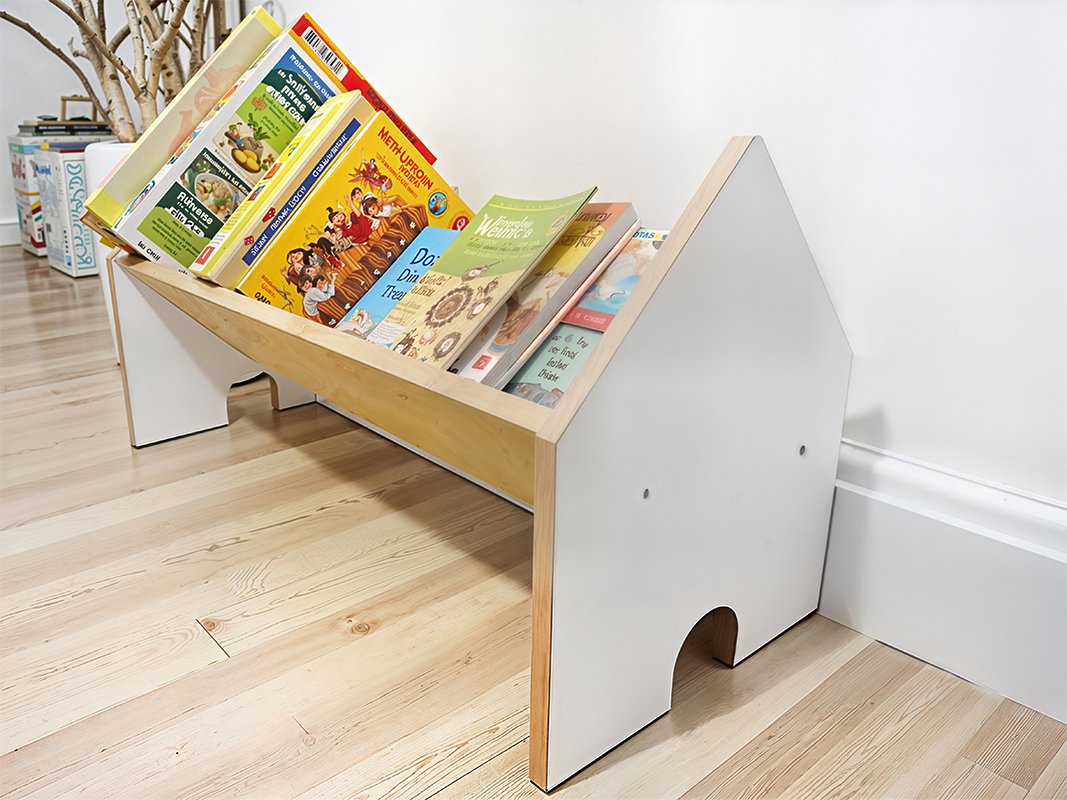 Porta Livros Infantil Revisteiro Casinha - Montessori - 40cm - 7