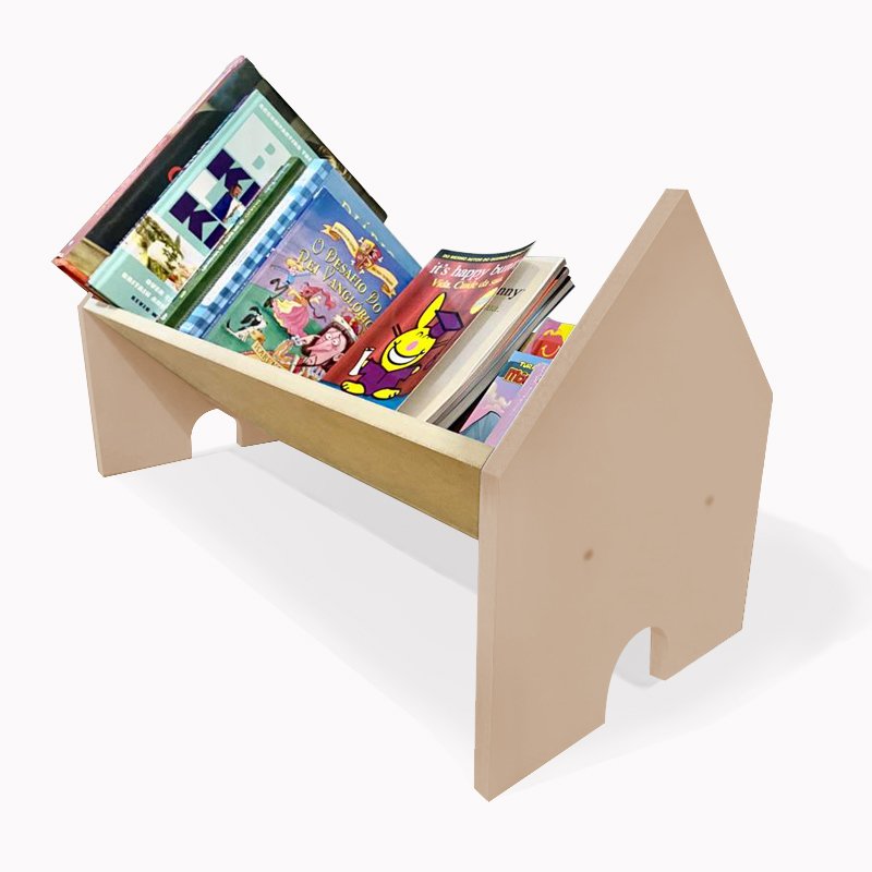 Porta Livros Infantil Revisteiro Casinha - Montessori - 40cm - 1
