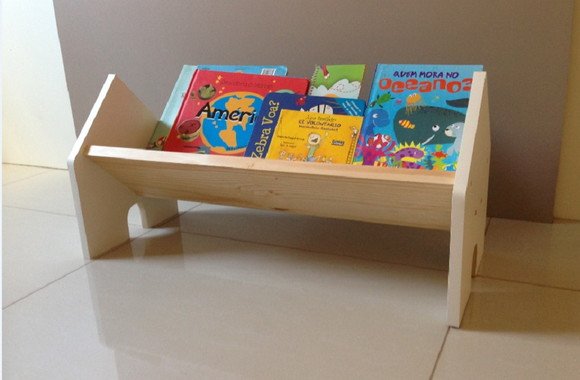 Porta Livros Infantil Revisteiro Casinha - Montessori - 40cm - 4
