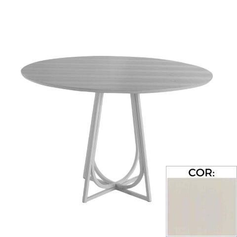 Mesa de Jantar Redonda 110cm Mh-5299 Madeira Laca Fosca Off White Base Off White