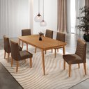 Ver imagem 1 de Mesa de Jantar Copper 180cm Tampo Mdf com 6 Cadeiras Eloise Moderna Mobília