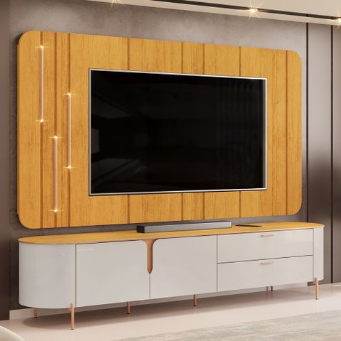 Rack para Sala com Painel para TV 75 pol Dion D05 Bali Cedro - Lyam Decor