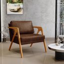 Ver imagem 2 de Kit 03 Poltronas Decorativa Sala Estar Pietra Com Estrutura Madeira L02 Couríssimo Marrom-Lyam