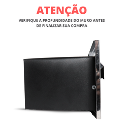 Caixa De Correio Moderna De Embutir - 14CM - Inox / Fundo Preto - 3