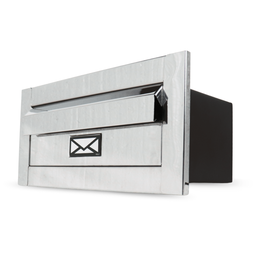 Caixa De Correio Moderna De Embutir - 14CM - Inox / Fundo Preto - 1