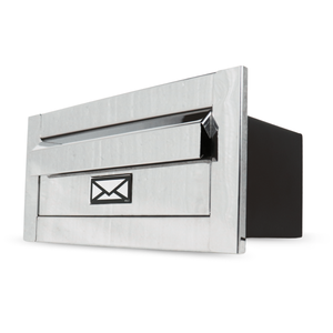 Caixa De Correio Moderna De Embutir - 14CM - Inox / Fundo Preto