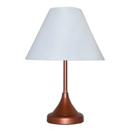 Abajur para Sala ou Quarto Base Cobre e Cúpula de algodão Branca - 1