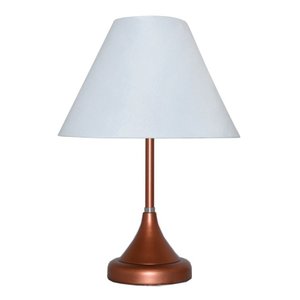 Abajur para Sala ou Quarto Base Cobre e Cúpula de algodão Branca