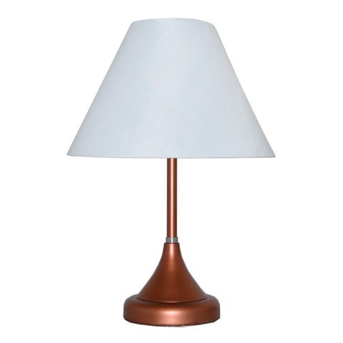 Abajur para Sala ou Quarto Base Cobre e Cúpula de algodão Branca