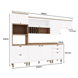Cozinha Modulada Cristal 330cm Provençal Completa 100% Mdf Cor:branco - 4