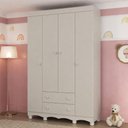 Ver imagem 1 de Guarda-Roupa Infantil 122cm 4 Portas e 2 Gavetas Dengo Multimóveis MP4438 - Off White