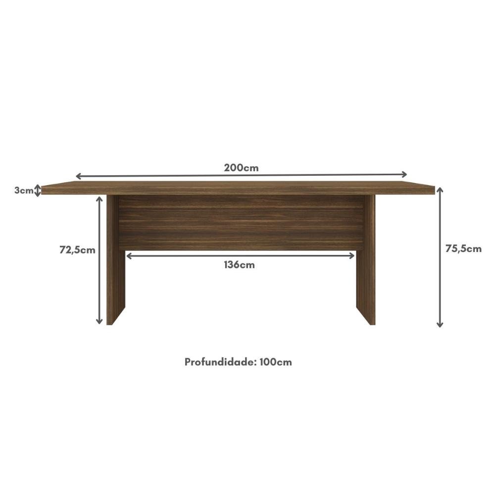 Mesa de Escritório 200cm para Reunião com Tampo 30mm Multimóveis Cr25281 - 6