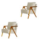 Ver imagem 1 de kit 2 Poltronas Cadeira Marilia Recepção - Linho Bege