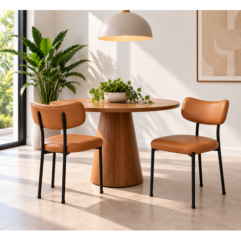 Kit 2 Cadeiras Jantar Estofada Aço Carbono Design Curvo Moderna - Cosper