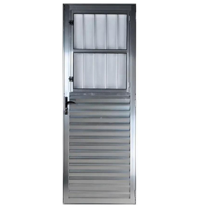 Porta Social com Postigo Vidro Boreal Alumínio Brilhante - Linha 25 - 210cm - 90cm - Esquerdo