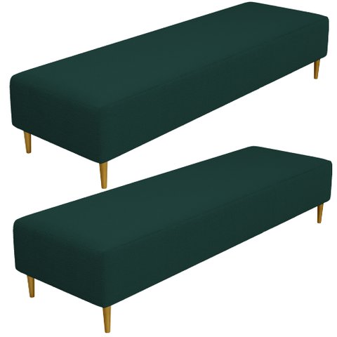 Kit 02 Puffs Decorativo Sala de Estar Bali W01 Pés Palito 170x60cm Bouclê Verde - Lyam Decor