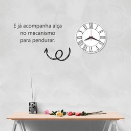 Relógio Parede Vintage Numero Grande Romano Branco 30cm - 3