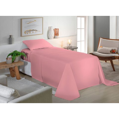 Jogo de Cama Solteiro Liso 180 Fios Fiori:coral