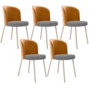 Ver imagem 1 de Kit 5 Cadeiras Sala de Jantar Estofada Gavi Arena L02 Couríssimo Whisky Pied Poule - Lyam Decor