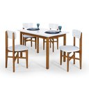 Ver imagem 4 de Conjunto Mesa Jantar Base Madeira Maciça C/ 4 Cadeiras Elisa Ideal para Apartamento 1,20 X 80 Branco