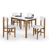 Conjunto Mesa Jantar Base Madeira Maciça C/ 4 Cadeiras Elisa Ideal para Apartamento 1,20 X 80 Branco - 4