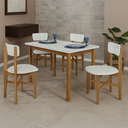Ver imagem 1 de Conjunto Mesa Jantar Base Madeira Maciça C/ 4 Cadeiras Elisa Ideal para Apartamento 1,20 X 80 Branco