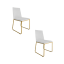 Ver imagem 1 de Kit 02 Cadeira de Jantar Estofada Lille Base Gold Courino Branco - Montanaris Decor