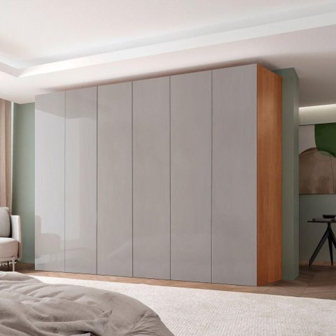 Guarda Roupa Casal Venus MDF 6 Portas e 6 Gavetas Moderna Naturalle/Off White