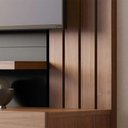 Ver imagem 7 de Home Railay Decorativo Ripado Painel Suspenso 150cm p/TV até 65 Polegadas Noce/Preto G73 - Gran Belo