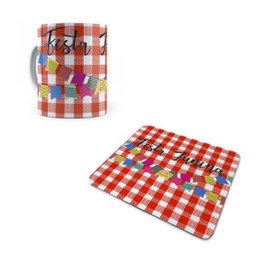 Kit Caneca E Mouse Pad Festa Junina Bandeira Fundo Vermelho - 1
