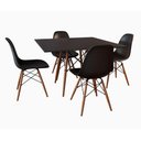 Ver imagem 1 de Jogo De Mesa Tampo Quadrado Preto 90Cm 4 Cadeiras Pretas