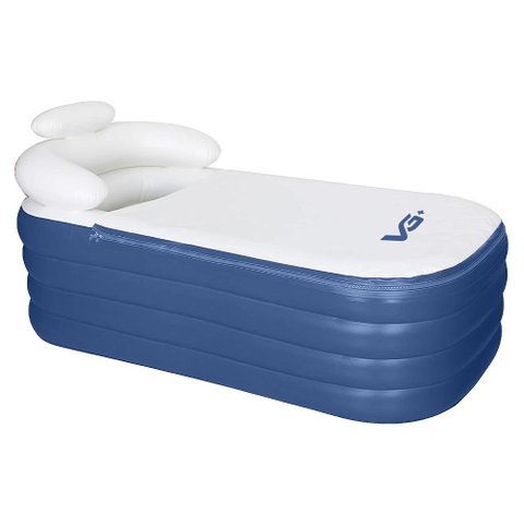 Banheira Ofurô Inflável Adulto Dobrável 120l com Bomba Elétrica Bivolt Vg Plus Azul