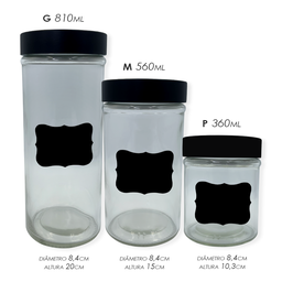 Conjunto 3 Potes Vidro Com Tampa E Adesivo Lousa P/ Escrever - 4