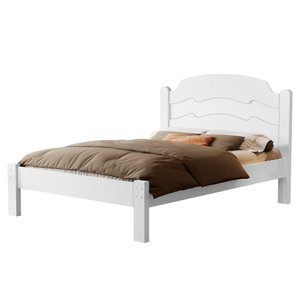 Cama de Casal em Madeira Mdf Iris Reforçada Estilo Moderno para Quarto Tradicional:branco