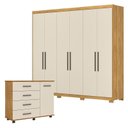 Ver imagem 1 de Cômoda Flora e Guarda Roupa Casal Venice 62780pe Cinamon Touch Off White com Pés - Demóbile