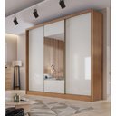 Ver imagem 1 de Guarda Roupa Casal 3 Portas 8 Gavetas com Espelho Arezzo - Móveis Novo Horizonte - Cumaru Fendi