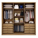 Ver imagem 2 de Guarda Roupa Casal 3 Portas 8 Gavetas com Espelho Arezzo - Móveis Novo Horizonte - Cumaru Fendi