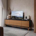 Ver imagem 1 de Rack Kappesberg 3 Portas Preto Fosco/canela 180cm