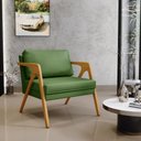 Ver imagem 2 de Kit 03 Poltronas Decorativa Sala Pietra Com Estrutura Madeira L02 Facto Verde Musgo - Lyam Decor